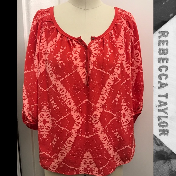 Rebecca Taylor Tops - REBECCA TAYLOR 100% silk red blouse